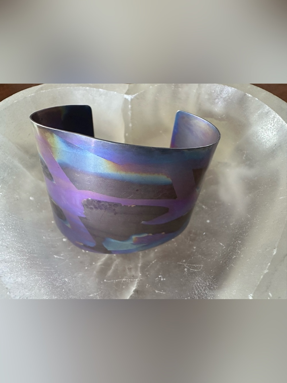 Vintage Iridescent Purple Blue Titanium Cuff Bracelet